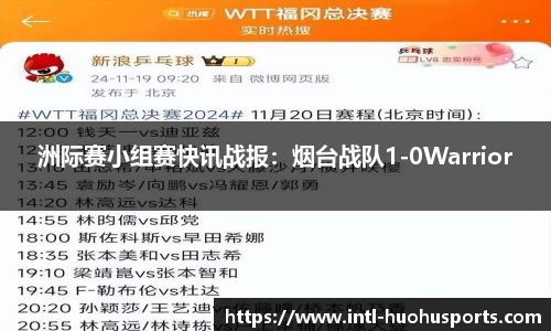 洲际赛小组赛快讯战报：烟台战队1-0Warrior
